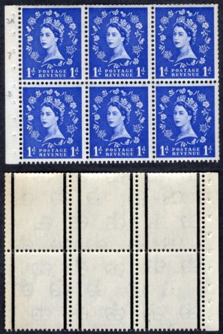 SB39 1d Wmk Crowns Upright Graphite Line Booklet Pane of 6 U/M