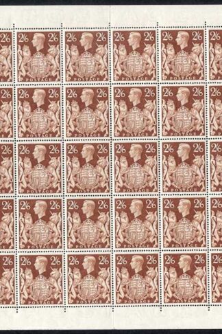 1939 2/6 Brown Complete Sheet of 40 U/M inc Q29h