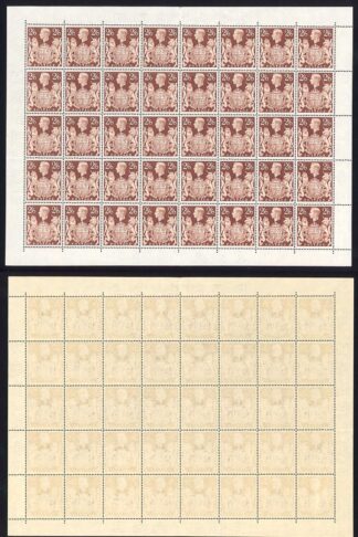 1939 2/6 Brown Complete Sheet of 40 U/M inc variety