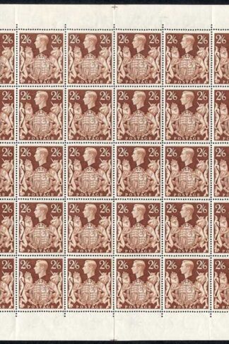 1939 2/6 Brown Complete Sheet of 40 U/M inc Q29a and Q29b