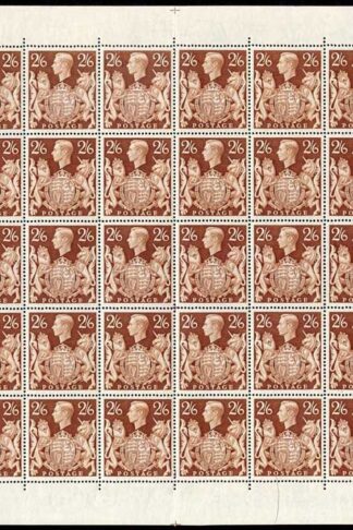 1939 2/6 Brown Complete Sheet of 40 U/M inc Q29a and Q29b