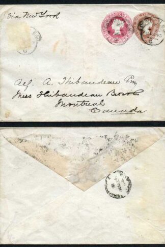 ESC97 QV 1 1/2d Brown (26.2.92) 3d Carmine (26.2.92) Compound Envelope Used