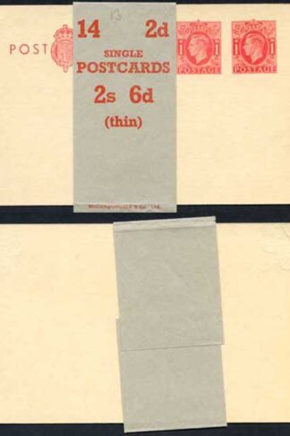 CP96 KGVI 1d Carmine Post Office Issue Postcard on thin cream card with WRAPPER