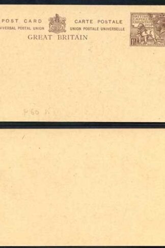 CP86 KGV 1 1/2d Brown Empire Exhibition Postcard Mint