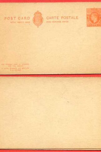 CP101b KGVI 2d+2d Orange Post Office Issue Postcard Inland Reply Rouletted Mint