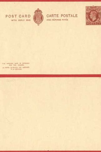 CP98 KGVI  1 1/2d+1 1/2d Brown Post Office Issue Postcard Foreign Reply Card Mi