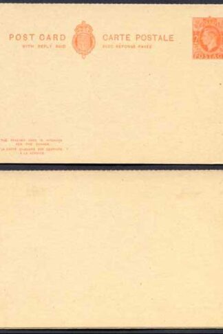CP101b KGVI 2d+2d Orange Post Office Issue Postcard Inland Reply Rouletted Mint