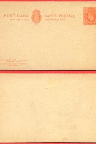 CP101b KGVI 2d+2d Orange Post Office Issue Postcard Inland Reply Rouletted Mint