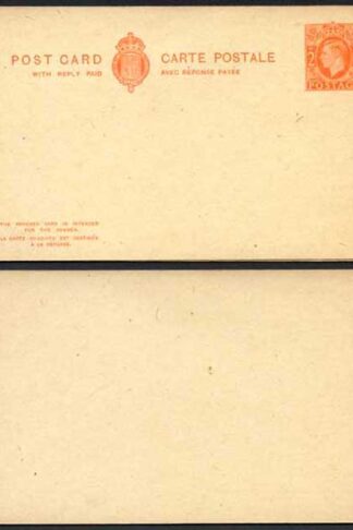 CP101b KGVI 2d Orange Foreign Reply Card on Buff card Mint Imperf