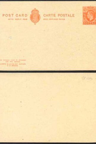 CP101b KGVI 2d Orange Foreign Reply Card on Buff card Mint Imperf