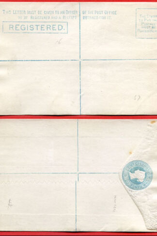 RP10 QV 2d Blue Registered Envelope size G Mint In GREEN VERY RARE