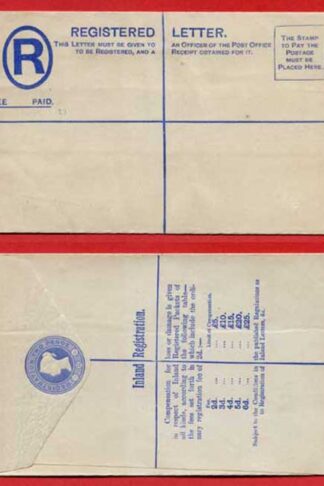 RP18 QV 2d Blue Registered Envelope Size G Mint
