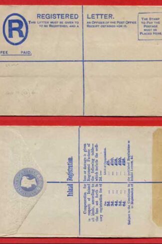 RP18 QV 2d Blue Registered Envelope Size G Mint