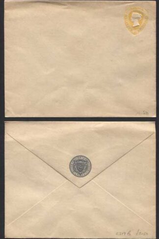 ES19 QV 1 1/2d Yellow Stamped to Order Envelope Mint