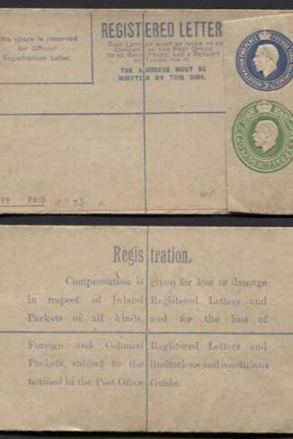 RP33 KGV 3 1/2d and 1/2d Registered Envelope size F Mint