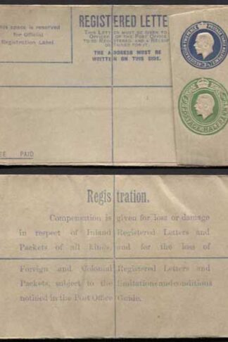 RP33 KGV 3 1/2d and 1/2d Registered Envelope size F Mint