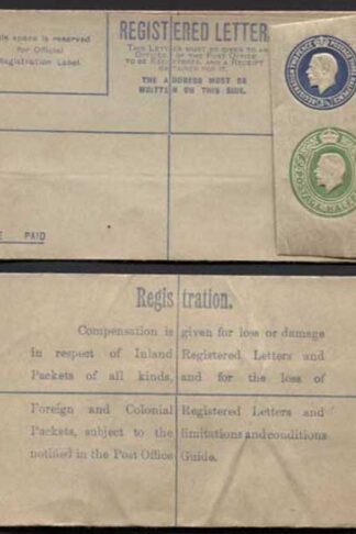 RP33 KGV 3 1/2d and 1/2d Registered Envelope size F Mint