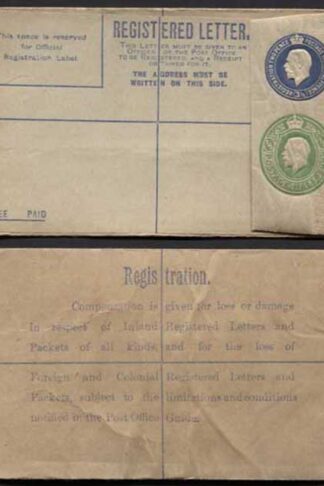 RP33 KGV 3 1/2d and 1/2d Registered Envelope size F Mint