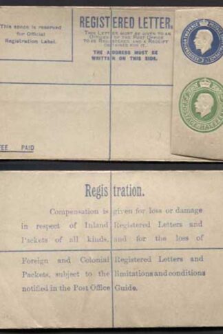 RP33 KGV 3 1/2d and 1/2d Registered Envelope size F Mint