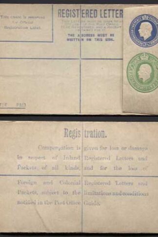 RP33 KGV 3 1/2d and 1/2d Registered Envelope size F Mint