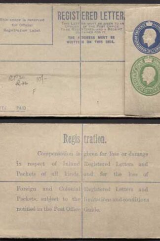 RP33 KGV 3 1/2d and 1/2d Registered Envelope size F Mint