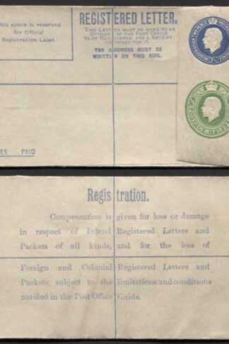 RP33 KGV 3 1/2d and 1/2d Registered Envelope size F Mint