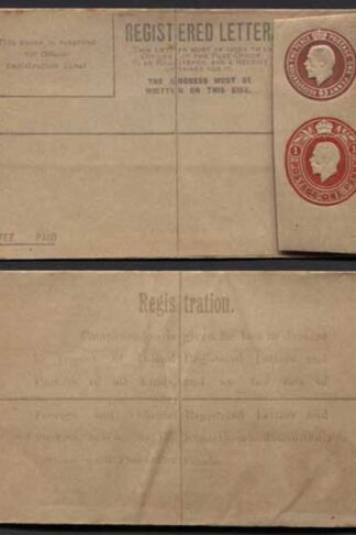 RP32 KGV 3d and 1d Registered Envelope size F Mint