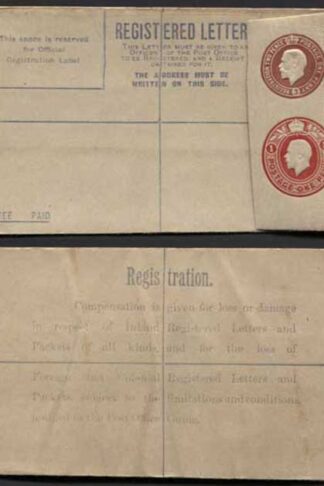 RP32 KGV 3d and 1d Registered Envelope size F Mint