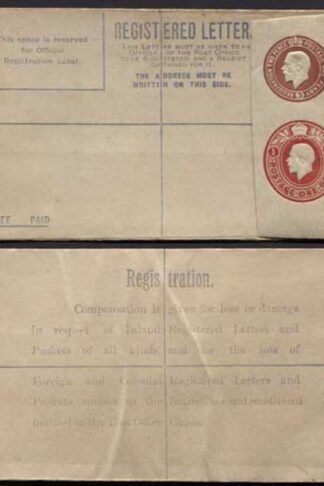 RP32 KGV 3d and 1d Registered Envelope size F Mint