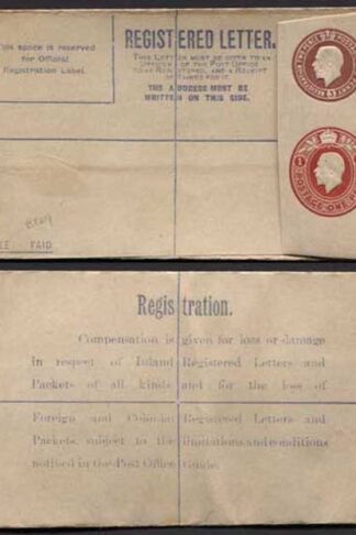 RP32 KGV 3d and 1d Registered Envelope size F Mint