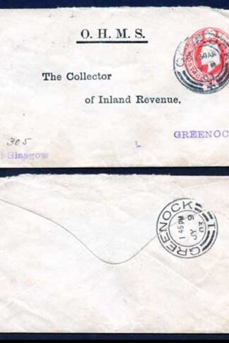 EO54 KEVII 1d Carmine Envelope Used Inscribed OHMS and The Collector