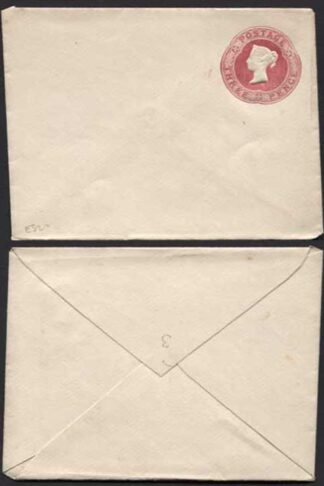 ES22a QV 3d Carmine Stamped to Order Envelope 5 dot Florets Mint