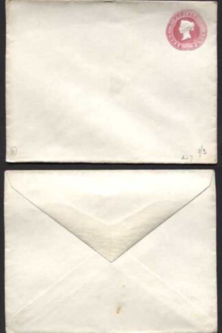 ES22b QV 3d Carmine Stamped to Order Envelope 9 dot Florets Mint