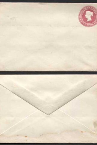ES22b QV 3d Carmine Stamped to Order Envelope 9 dot Florets Mint