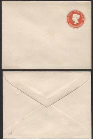 ES23 QV 4d Vermilion Stamped to Order Envelope 9 dot Florets Mint