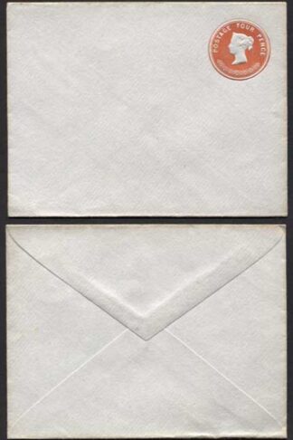 ES23 QV 4d Vermilion Stamped to Order Envelope 9 dot Florets Mint