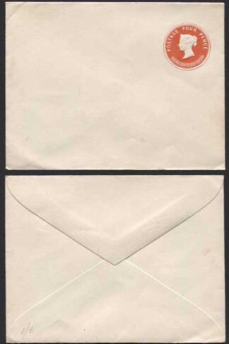 ES23 QV 4d Vermilion Stamped to Order Envelope 9 dot Florets Mint