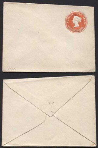 ES23 QV 4d Vermilion Stamped to Order Envelope 9 dot Florets Mint