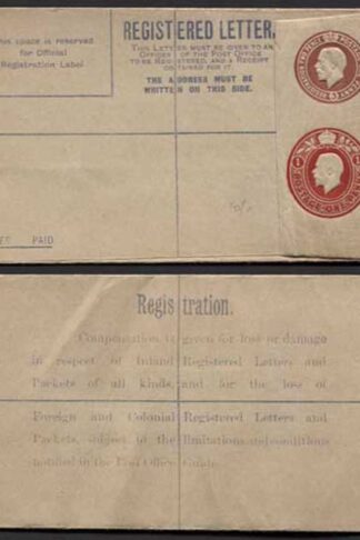 RP32 KGV 3d and 1d Registered Envelope size F Mint