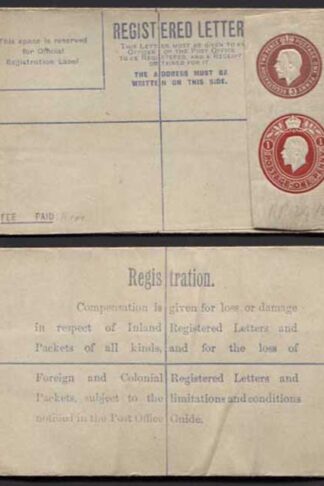 RP32 KGV 3d and 1d Registered Envelope size F Mint