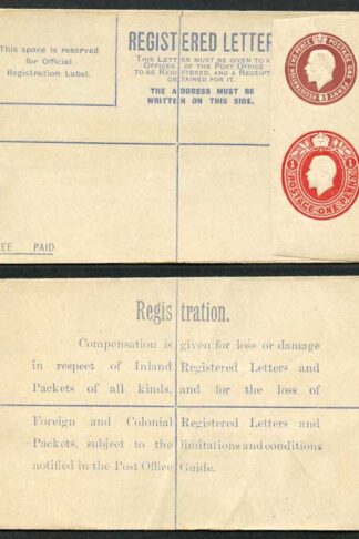 RP32 KGV 3d and 1d Registered Envelope size F Mint