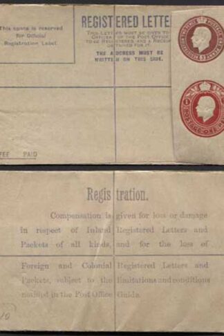 RP32 KGV 3d and 1d Registered Envelope size F Mint