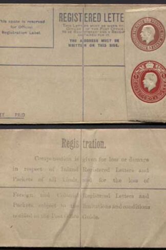 RP32 KGV 3d and 1d Registered Envelope size F Mint