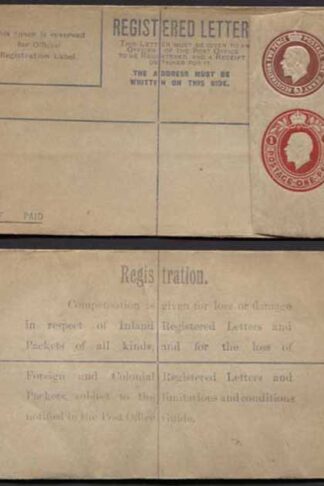 RP32 KGV 3d and 1d Registered Envelope size F Mint