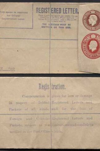 RP32 KGV 3d and 1d Registered Envelope size F Mint
