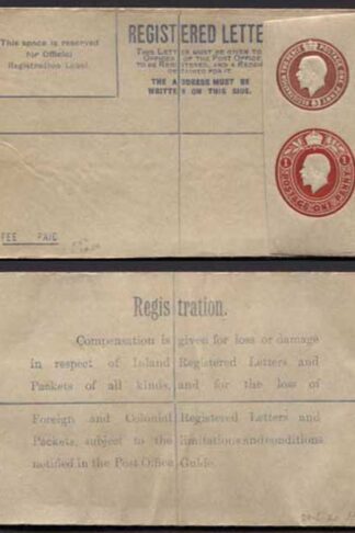 RP32 KGV 3d and 1d Registered Envelope size F Mint