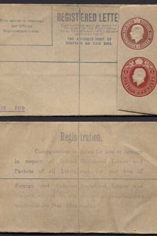 RP32 KGV 3d and 1d Registered Envelope size F Mint