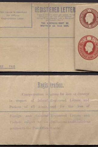 RP32 KGV 3d and 1d Registered Envelope size F Mint
