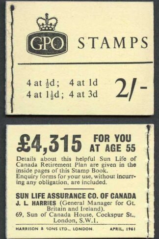 N4p 2/- Booklet April 1961 Phosphor Misplaced on 3d