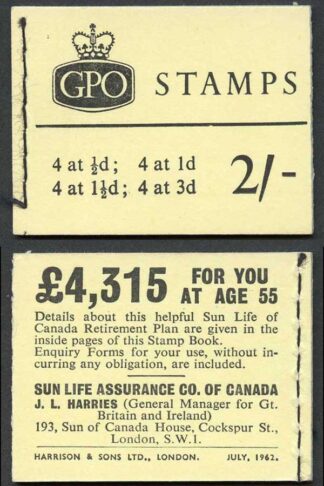 N8p 2/- Booklet July 1962 Phosphor BROAD BAND on 3d